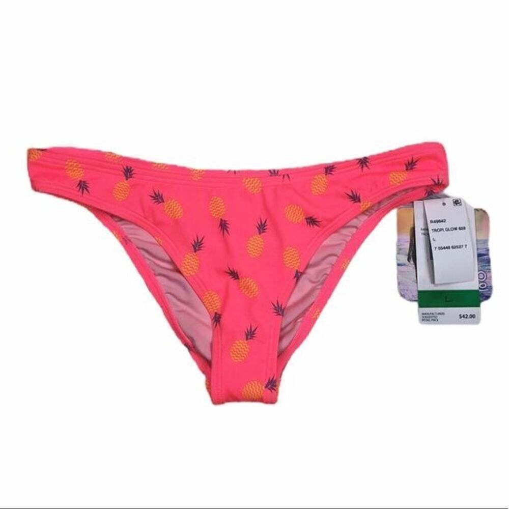 Coco Rave Neon Pink Tropi Glow 659 Pineapple Print Bikini Bottoms Size Large